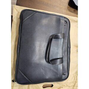 Leather Slim Briefcase for Men 15.6" Laptop Crossbody Messenger Bag -Black